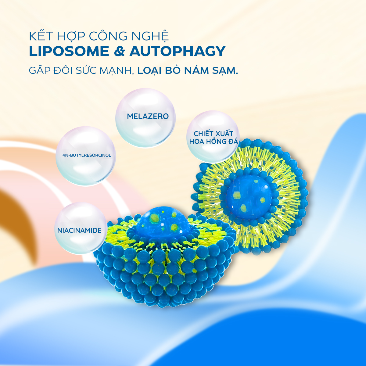 Ứng dụng công nghệ Nanoliposome & Autophagy mới nhất giúp hỗ trợ bóc tách nám hiệu quả GẤP 4 LẦN so với 1 số sản phẩm trên thị trường.
