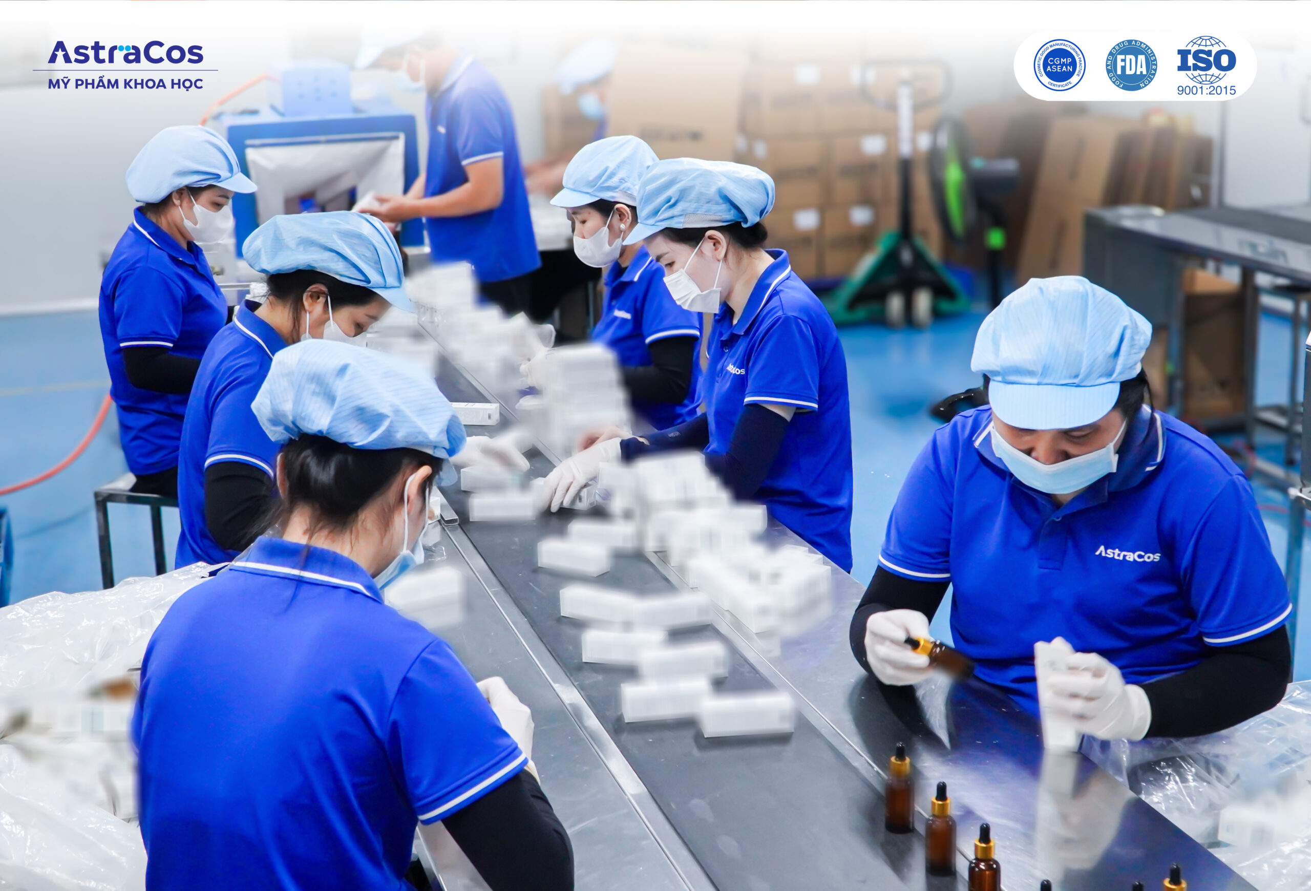 Gia công khử mùi tại AstraCos - Dây chuyền sản xuất chuẩn CGMP