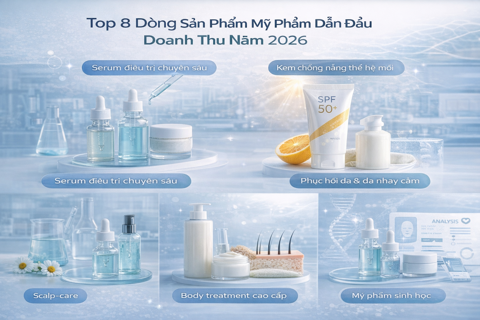 Tổng quan dòng sản phẩm mỹ phẩm dẫn đầu doanh thu năm 2026