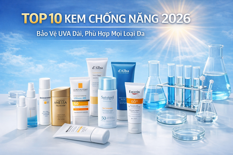 Top 10 kem chống nắng 2026