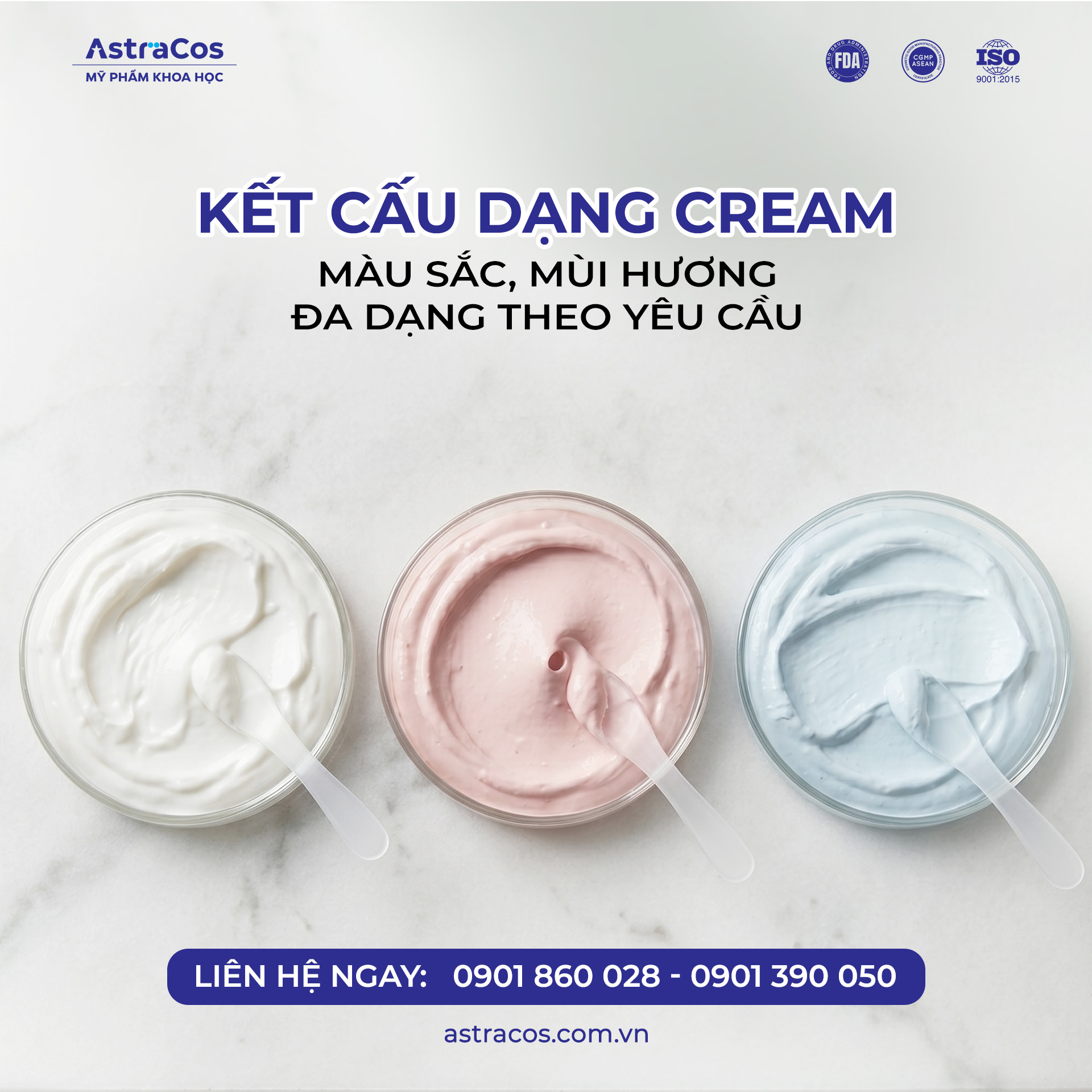 Kết cấu dạng Cream mịn mướt, tùy chỉnh mùi hương theo yêu cầu