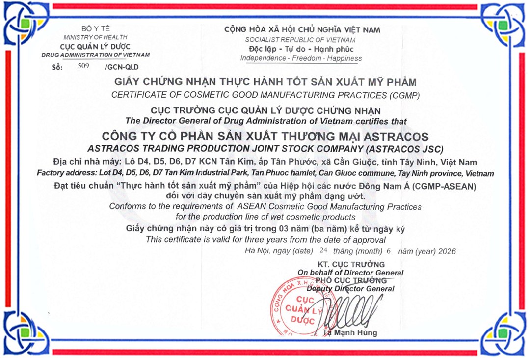 AstraCos tiếp tục đạt chứng nhận CGMP ASEAN cho chặng đường 3 năm tiếp theo.